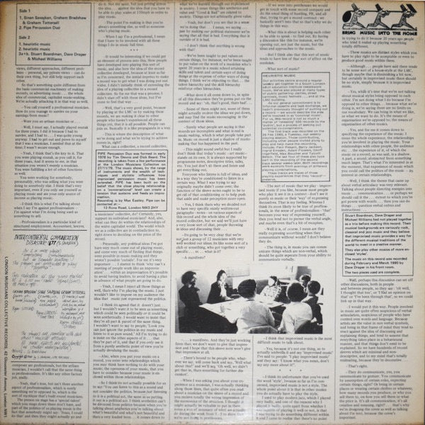 Image of Back Cover of LP - VG+/EX - VARIOUS, May Day (London Musicians' Collective ; LMC 2, UK 1980, Laminated Sleeve, Limited Edition of 500), ,  - 1926424E