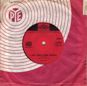 Image of Front Cover of 2414021C: 7" - JAMES BROWN, I Got You (I Feel Good) / I Just Can't Help It (Pye Pink; 7N.25350, UK 1965, Company sleeve) Light marks only.  VG+/VG