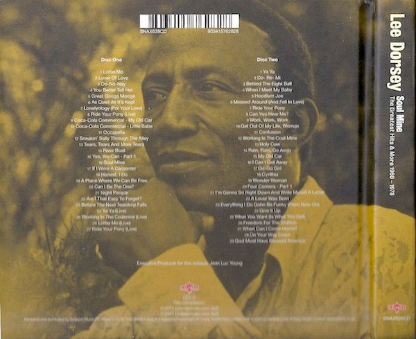 Image of Back Cover of 2414005C: 2xCD - LEE DORSEY, Soul Mine The Greatest Hits & More 1960-1978 (Charly Records ; SNAX628CD, Europe 2011, Double Digipak, Booklet)   VG+/VG+