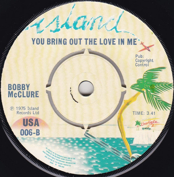 Image of Back Cover of 2414034C: 7" - SURVIVAL KIT / BOBBY MCCLURE, Daybreak / You Bring Out The Love In Me (Island Records ; USA 006, UK 1975, Plain Sleeve) Marks on vinyl - One bad mark on b side but still plays OK.  /G+