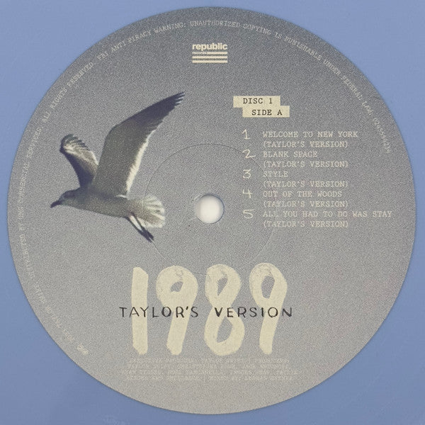 Image of Label Cover of 2xLP - VG+/VG+ - TAYLOR SWIFT, 1989 (Taylor's Version) (Republic Records; 0245554214, Worldwide 2023, Gatefold, 2 Inners, Crystal Skies Blue vinyl. MPO), ,  - 2316012C