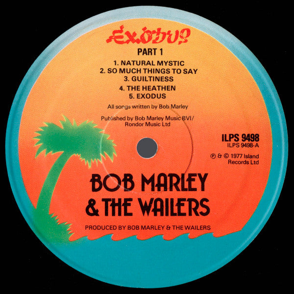 Image of Label Cover of 4644080S: LP - BOB MARLEY AND THE WAILERS, Exodus (Island Records; ILPS 9498, UK 1977, NOT-Embossed Sleeve, Inner)   VG/VG