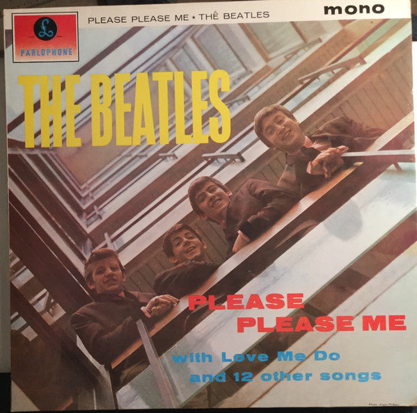 Image of Front Cover of LP - G+/F - THE BEATLES, Please Please Me (Parlophone Black & Grey Labels; PMC 1202, Europe 1988 Reissue, Mono), Lots of surface marks, Split at sleeve spine. ,  - 3816102C