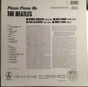 Image of Back Cover of LP - G+/F - THE BEATLES, Please Please Me (Parlophone Black & Grey Labels; PMC 1202, Europe 1988 Reissue, Mono), Lots of surface marks, Split at sleeve spine. ,  - 3816102C