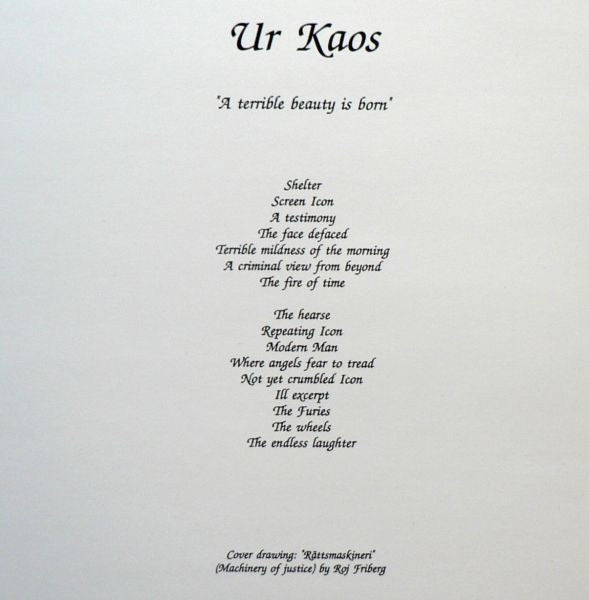 Image of Back Cover of 2414275C: LP - UR KAOS, A Terrible Beauty Is Born (Bauta Records; BAR 9002, Sweden 1990, Insert)   VG/VG+