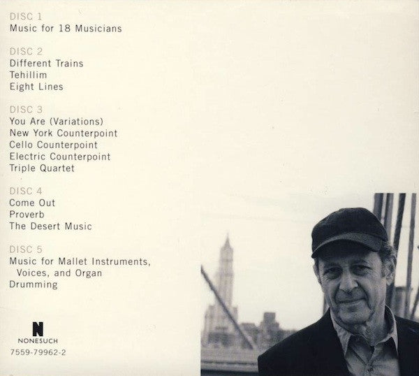 Image of Label Cover of 5xCD - VG/VG+ - STEVE REICH, Phases (A Nonesuch Retrospective) (Nonesuch ; 7559-79962-2, Europe 2006, Slipcase, Booklet), Corner Bumps, Light Shelf Wear,  - 4216483C