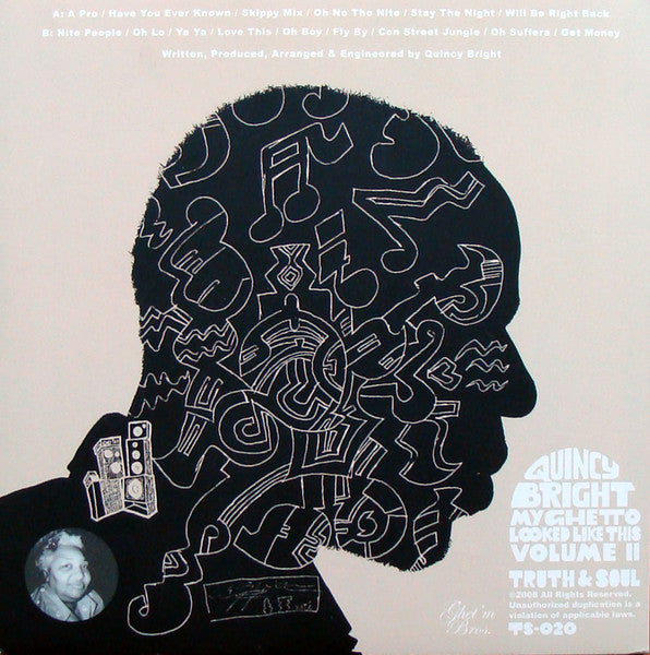 Image of Back Cover of 2424214E: 7" - QUINCY BRIGHT, My Ghetto Looked Like This Volume II (Truth & Soul; TS-020, US 2008, Picture sleeve) Lightest of marks.  EX/VG+