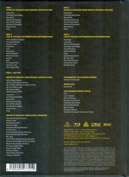 Image of Back Cover of 0115422C: 5xCD - MARILLION, Afraid Of Sunlight (Parlophone; 0190295477219, Europe 2019, Book Sleeve, Deluxe Edition, Cd And Blu-Ray)   VG+/VG+