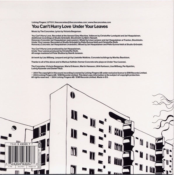 Image of Back Cover of 2414346C: 7" - THE CONCRETES, You Can't Hurry Love (Licking Fingers; LF7011, UK 2004, Picture Sleeve, White Vinyl)   VG+/VG+