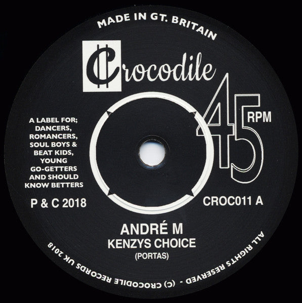 Image of Back Cover of 2424148E: 7" - ANDR  M, Kenzys Choice / Dap And Dip (Crocodile Records; CROC011, UK & Europe 2018, Company sleeve)   EX/EX