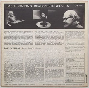 Image of Back Cover of 2424229E: LP - BASIL BUNTING, Basil Bunting Reads 'Briggflatts' (Bloodaxe Books ; YRIC 0001, UK 1980, Laminated Sleeve) Tears In Sleeve Opening  G+/VG+