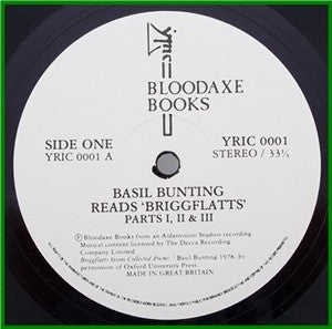 Image of Label Cover of 2424229E: LP - BASIL BUNTING, Basil Bunting Reads 'Briggflatts' (Bloodaxe Books ; YRIC 0001, UK 1980, Laminated Sleeve) Tears In Sleeve Opening  G+/VG+