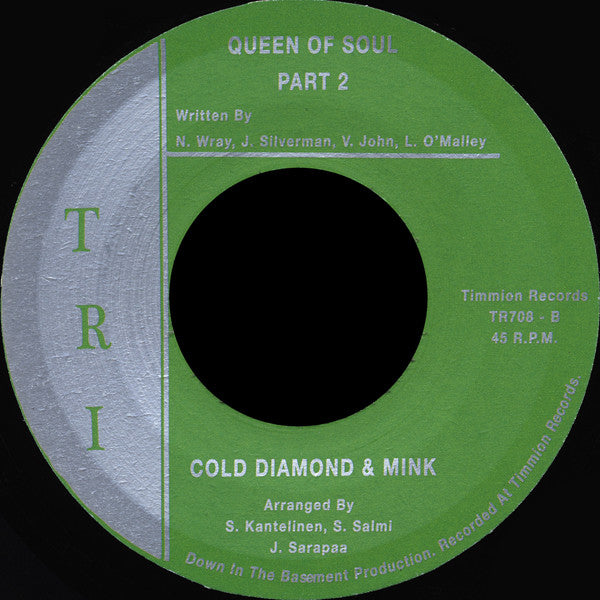 Image of Back Cover of 2424331E: 7" - COLD DIAMOND & MINK, Queen Of Soul (Timmion Records; TR708, Finland 2016, Plain Sleeve)   /VG+