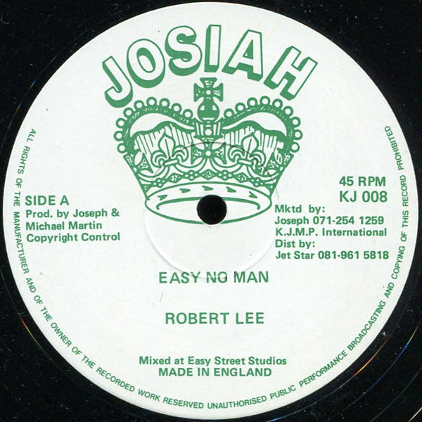 Image of Front Cover of 3514103C: 12" - ROBERT LEE, Easy No Man (Josiah; KJ008, UK 1987) Light marks to vinyl but plays great.  /VG