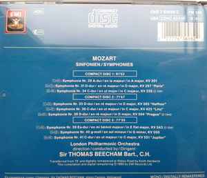 Image of Back Cover of 2434065E: 3xCD - MOZART LONDON PHILHARMONIC ORCHESTRA, SIR THOMAS BEECHAM, Symphonies (R f rences; CHS 7 63698 2, Germany 1990) jewel case has some light scratches  VG+/VG+