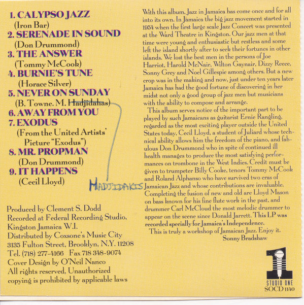 Image of Back Cover of 2434073E: CD - THE WORKSHOP, Jazz Jamaica (Studio One; SOCD 1140, Jamaica 1994)   EX/VG+