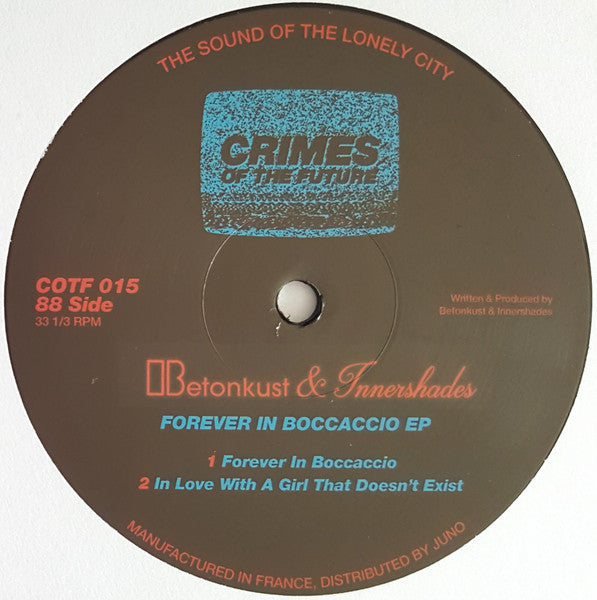 Image of Front Cover of 2424353E: LP - BETONKUST & INNERSHADES, Forever In Boccaccio EP (Crimes Of The Future; COTF 015, UK 2018, Plain Sleeve) Great copy  /VG+