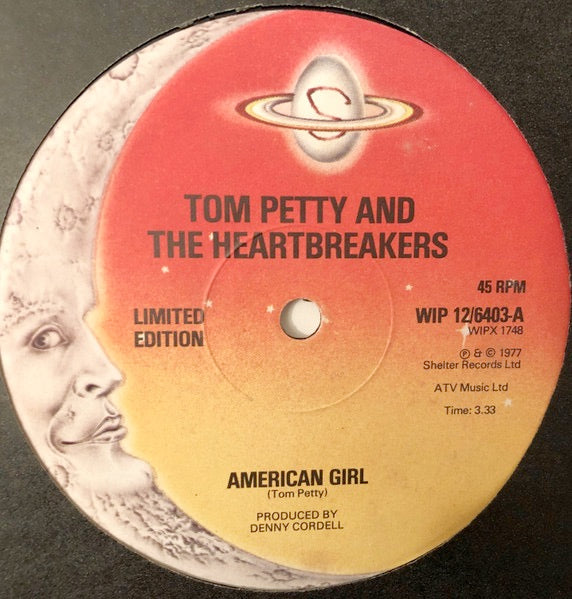 Image of Label Cover of 2414445C: 12" - TOM PETTY AND THE HEARTBREAKERS, American Girl (Shelter Records; WIP 12/6403, UK 1977, Die Cut Sleeve)   VG/VG