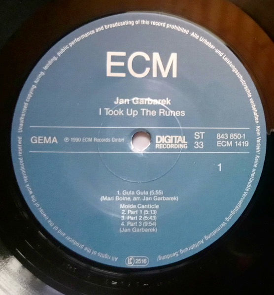 Image of Label Cover of LP - VG/VG - JAN GARBAREK, I Took Up The Runes (ECM Records; ECM 1419, Germany 1990), ,  - 1516369C