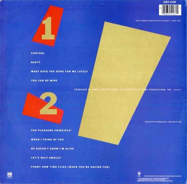 Image of Back Cover of LP - VG/VG+ - JANET JACKSON, Control (A&M Records; AMA 5106, UK 1986, Inner), Light wear to sleeve and disc.,  - 3946152S