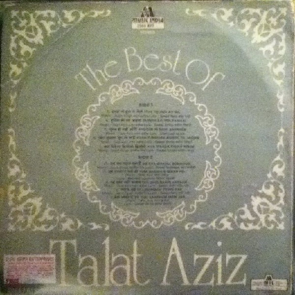 Image of Back Cover of 2514123C: LP - TALAT AZIZ, The Best Of Talat Aziz (Music India; 2393 877, India 1982) Strong G+ throughout. Disc has light marks only. Sleeve has a split seam at the bottom and edgewear.  G+/G+