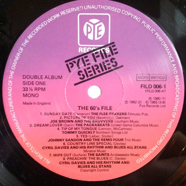 Image of Label Cover of 2514184C: 2xLP - VARIOUS, The File Series - The 60's File (Pye Records; FILD 006, UK 1977, Die Cut Sleeve, 2 Inners)   VG/VG