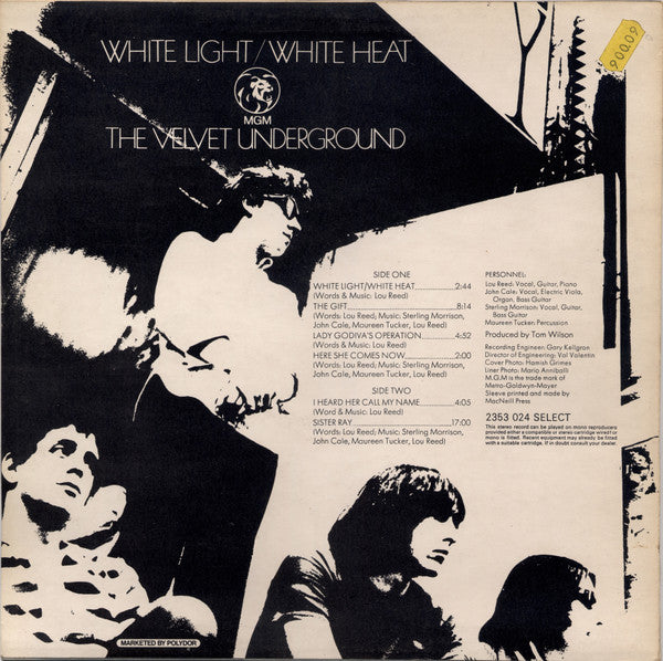 Image of Back Cover of LP - VG/VG+ - THE VELVET UNDERGROUND, White Light/White Heat (MGM Records; 2353 024, UK Reissue, MacNeillpress / Sunbury credit), Edge Wear,  - 3946017S