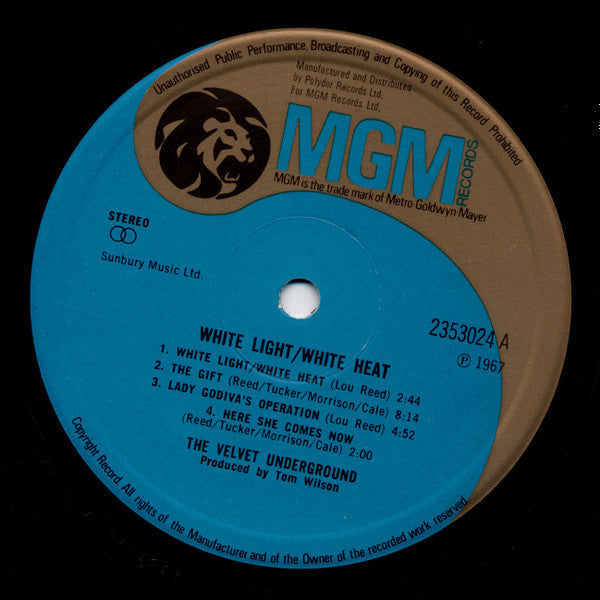 Image of Label Cover of LP - VG/VG+ - THE VELVET UNDERGROUND, White Light/White Heat (MGM Records; 2353 024, UK Reissue, MacNeillpress / Sunbury credit), Edge Wear,  - 3946017S