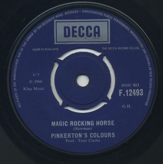 Image of Front Cover of 2514162C: 7" - PINKERTON'S COLOURS, Magic Rocking Horse (Decca Blue Boxed; F.12493, UK 1966, Company Sleeve) Date stamped and cat. no. written on sleeve.  VG/VG+