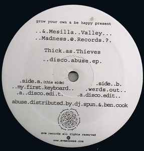 Image of Front Cover of 2544092S: 12" EP - THICK AS THIEVES, Disco Abuse EP (Mesilla Valley Madness; MVM001, US 2002, Gatefold sleeve) one or two hairlines - nothing major. stickers on label - minor  /VG