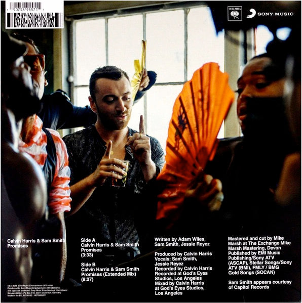 Image of Back Cover of 2514183C: 12" - CALVIN HARRIS & SAM SMITH, Promises (Columbia; 19075895571, Europe 2018, Picture Disc) Light marks on disc, sleeve still in shrink  VG+/VG