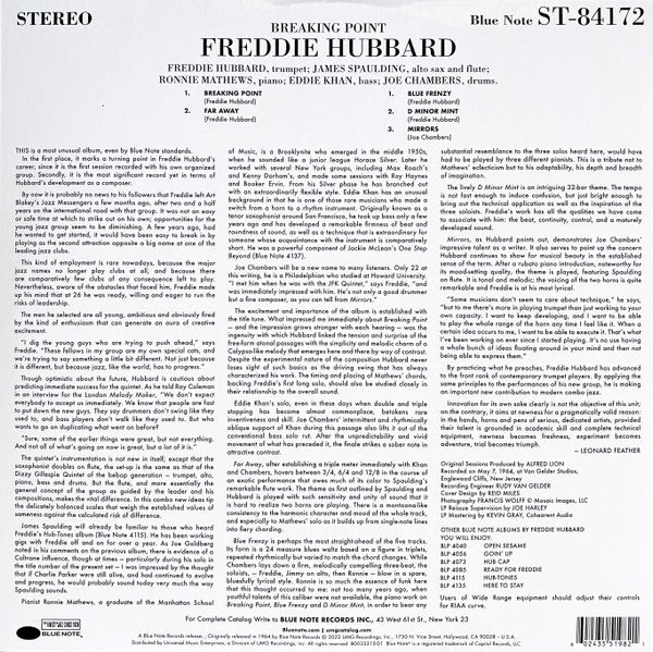 Image of Back Cover of 2544180S: LP - FREDDIE HUBBARD, Breaking Point (Blue Note; B0033315-01, Worldwide 2022, Gatefold)   VG+/VG+