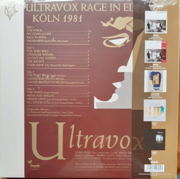 Image of Back Cover of 2514351C: 2xLP - ULTRAVOX, Rage In Eden (Chrysalis Catalogue; CDLH1338, Worldwide 2022 Reissue, Half-Speed Mastered) Still In Shrinkwrap  EX/EX