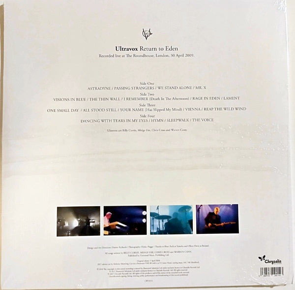 Image of Back Cover of 2514352C: 2xLP - ULTRAVOX, Return To Eden (Chrysalis; CRV1011, Europe , 2 Inners) Still In Shrinkwrap  EX/VG+