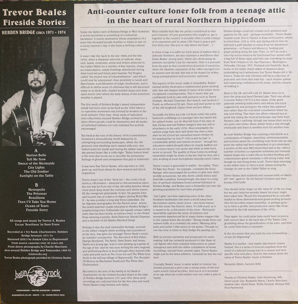 Image of Back Cover of 2544258S: LP - TREVOR BEALES, Fireside Stories (Hebden Bridge Circa 1971-1974) (Basin Rock; BR015, Europe 2023)   VG+/VG+