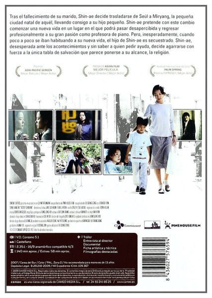 Image of Back Cover of 2534119E: DVD - LEE CHANG DONG, Secret Sunshine (Cameo; 0823, UK )   VG+/VG+