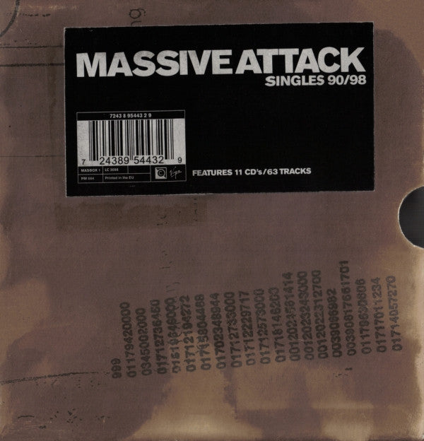 Image of Front Cover of CD - VG+/G+ - MASSIVE ATTACK, Singles 90/98 (Circa ; MASBOX 1, UK 1998, Box Set, Booklet), Complete set, all CDs VG with small marks, CDs 6 and 7 only G+ with marks, but all play OK. ,  - 3136066E