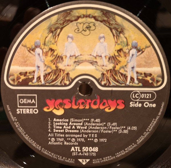 Image of Label Cover of 2544263S: LP - YES, Yesterdays (Atlantic; ATL 50 048  , Germany 1970s Reissue, Inner)   VG/VG+