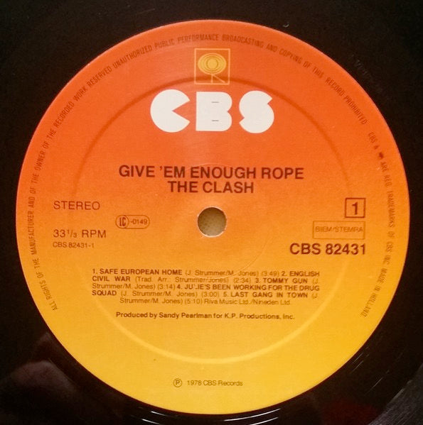 Image of Label Cover of 2514512C: LP - THE CLASH, Give 'Em Enough Rope (CBS; CBS 82431, Europe 1970s Reissue, Alternate Title Font) Light Marks only, Minor edge wear  VG/VG