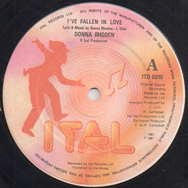 Image of Front Cover of 12" - G+/VG - DONNA RHODEN / ITAL FULLSTAR, I've Fallen In Love / I'm Dubbing In Love (Ital; ITD 0010, UK 1981, Company Sleeve), light scuffs - strong VG. original company sleeve,  - 3046042S