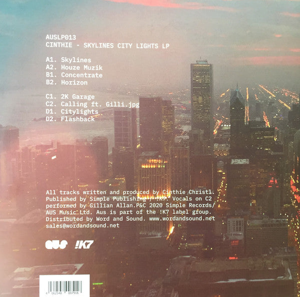 Image of Back Cover of 2544310S: LP - CINTHIE, Skylines - City Lights (Aus Music; AUSLP013, Europe 2020) one or two faint scuffs - v. minor  VG+/VG+