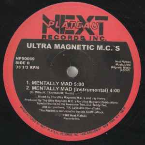 Image of Back Cover of 2614034C: 12" - ULTRA MAGNETIC M.C.'S, Funky / Mentally Mad (Next Plateau Records Inc.; NP 50069, US , Company sleeve) Light marks.  VG+/VG