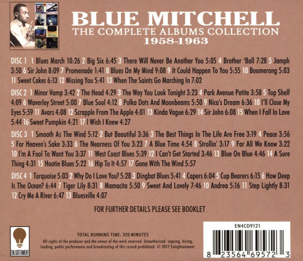 Image of Back Cover of 2654004S: 4xCD - BLUE MITCHELL, The Complete Albums Collection: 1958-1963 (Enlightenment; EN4CD9121, UK & Europe 2017)   VG/VG+