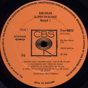 Image of Label Cover of 2xLP - VG+/VG+ - BOB DYLAN, Blonde On Blonde (CBS Orange Labels; SDDP 66012, UK 1973 Reissue, Gatefold, 2 Inners), ,  - 4346301S