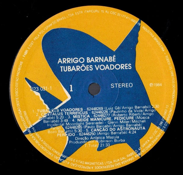 Image of Label Cover of 2614074C: LP - ARRIGO BARNAB , Tubar es Voadores (Barclay; 823 031-1, Brazil 1984, With Booklet) Edgewear to sleeve. Light marks to disc. Includes booklet.  VG/VG