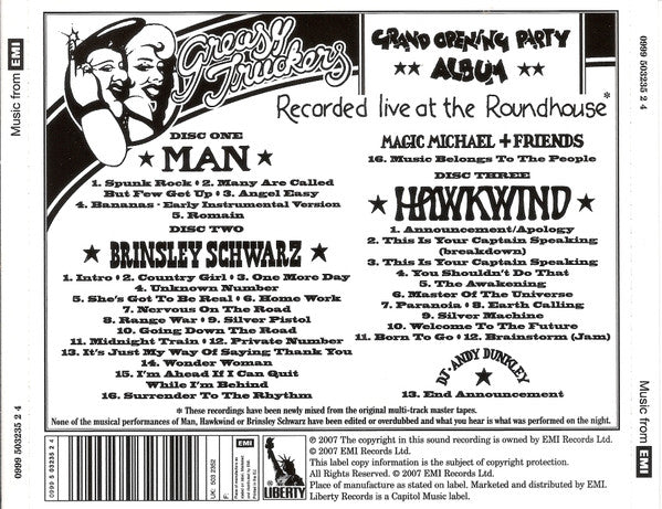 Image of Back Cover of 2654010S: 3xCD - VARIOUS, Greasy Truckers Party (EMI; 0999 503235 2 4, UK 2007, Booklet)   VG+/VG+