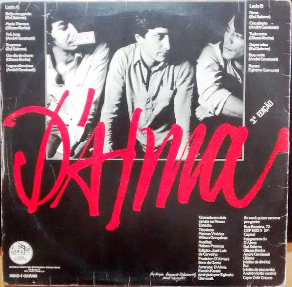 Image of Back Cover of 2614117C: LP - D'ALMA, D'Alma (Som Da Gente; LP SDG 007/81, Brazil Reissue)   VG/VG