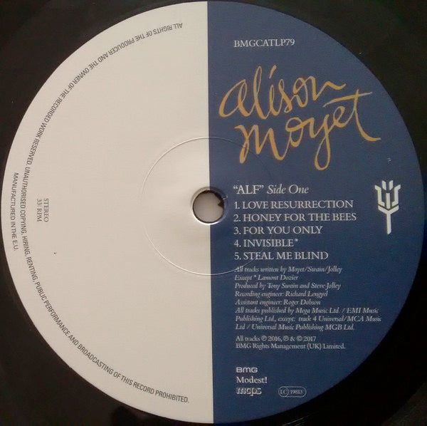 Image of Label Cover of 2614139C: LP - ALISON MOYET, Alf (BMG; BMGCATLP79, Europe 2017 Reissue, Inner)   VG+/VG+