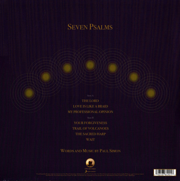 Image of Back Cover of 2644085S: LP - PAUL SIMON, Seven Psalms (Owl Records ; 19658784901, Europe 2023, Insert) Hairlines, creasing, corner wear  VG/VG