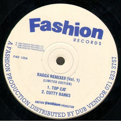 Image of Front Cover of 2644101S: 12" EP - VARIOUS ARTISTS, Ragga Remixes (Vol. 1) (Fashion Records; FAD 125, UK 1994, Plain Sleeve)   /VG+